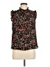 Ann Taylor LOFT 100% Polyester Floral Black Sleeveless Blouse Size M (petite) - photo 1