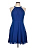 Express 100% Polyester Solid Blue Cocktail Dress Size 10 - photo 1