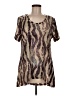LOGO by Lori Goldstein Brown Short Sleeve Blouse Size M - photo 1