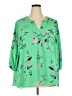 T Tahari 100% Polyester Floral Green 3/4 Sleeve Blouse Size 3X - photo 1