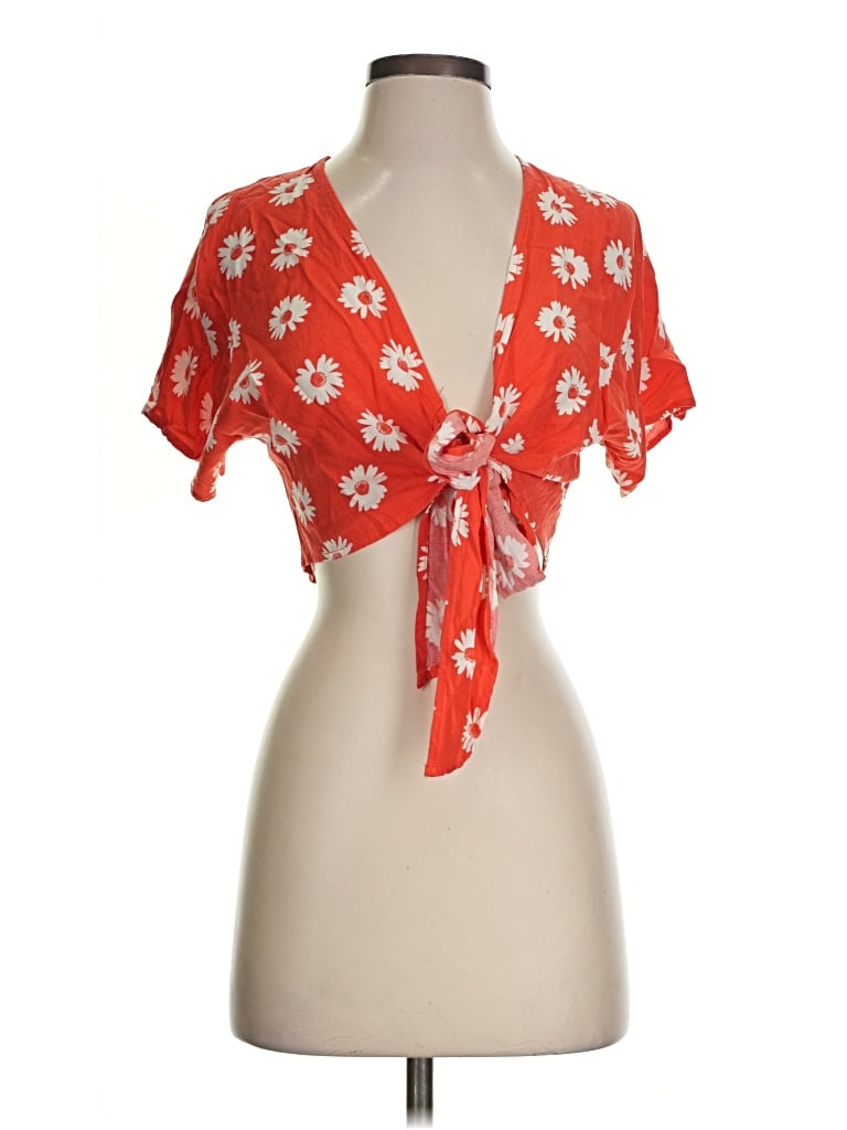 Pre-owned William B Short Sleeve Blouse In Red