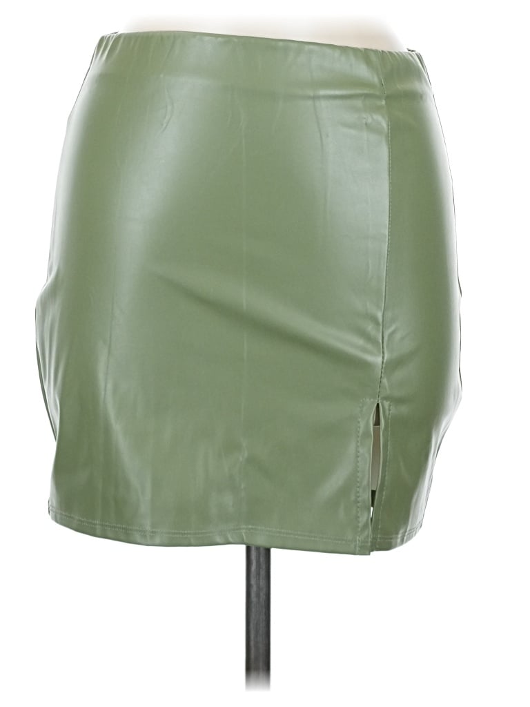 Pre-owned Better Be Faux Leather Skirt In Green