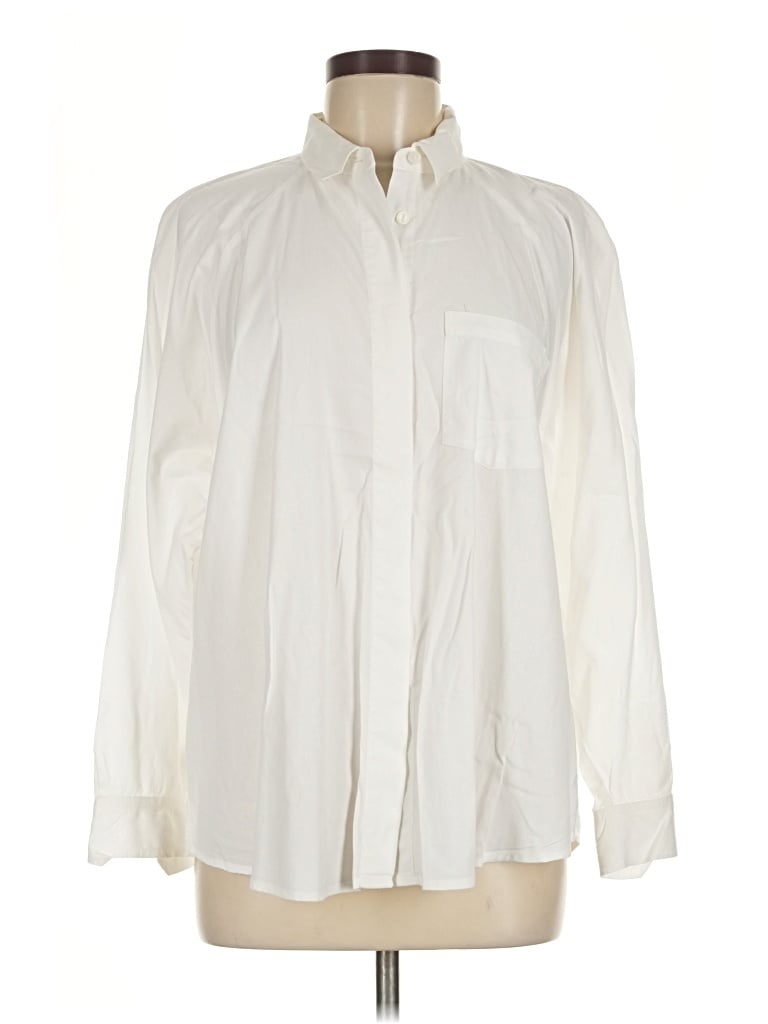 Pre-owned Universal Thread Long Sleeve Button Down Shirt In Ivory