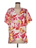 Crosby 100% Polyester Tropical Pink Short Sleeve Blouse Size M - photo 1