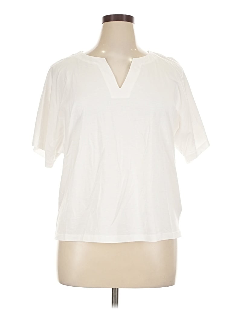Pre-owned Lands' End Short Sleeve T-shirt In Ivory