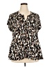 Dana Buchman Animal Print Brown Short Sleeve Blouse Size 2X - photo 1