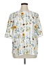 Remade 100% Polyester Floral White Short Sleeve Blouse Size XL - photo 1