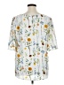 Remade 100% Polyester Floral White Short Sleeve Blouse Size XL - photo 2