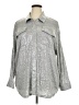 Ruby Rd. Metallic Silver Long Sleeve Button-Down Shirt Size 2X - photo 1