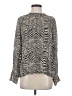 Carlisle 100% Silk Animal Print Silver Long Sleeve Silk Top Size 4 - photo 1