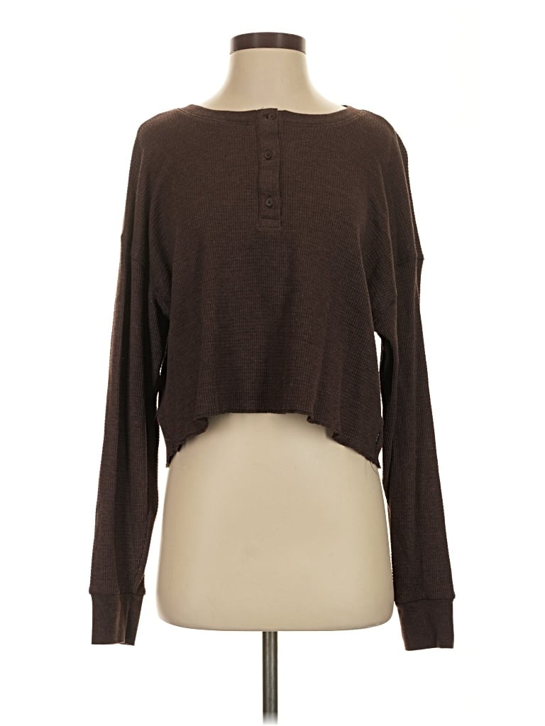 Pre-owned Tna Long Sleeve Henley Shirt In Brown