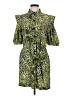 Topshop 100% Polyester Print Green Casual Dress Size 8 - photo 1