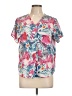 Life Style 100% Polyester Tropical Pink Short Sleeve Blouse Size L - photo 1