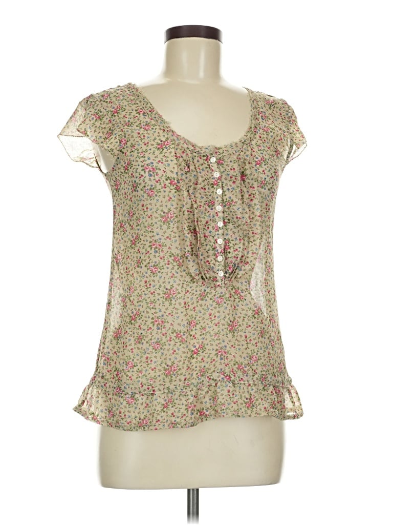 Pre-owned Mudd Short Sleeve Blouse In Tan