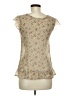 Mudd 100% Polyester Ivory Tan Short Sleeve Blouse Size M - photo 2