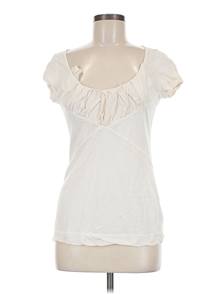 Pre-owned Leifsdottir Short Sleeve Top Ivory Sweetheart Neckline Tops