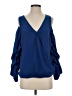 Venus 100% Polyester Blue 3/4 Sleeve Blouse Size S - photo 1