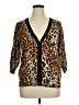 Joseph A. Animal Print Brown Cardigan Size XL - photo 1