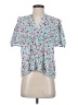 Zara Floral Teal Short Sleeve Blouse Size XS - photo 1
