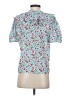 Zara Floral Teal Short Sleeve Blouse Size XS - photo 2