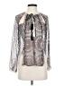 Charlie Jade 100% Silk Silver Long Sleeve Silk Top Size XS - photo 1