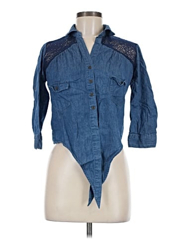 Almost Famous 3/4 Sleeve Button-Down Shirt (view 1)
