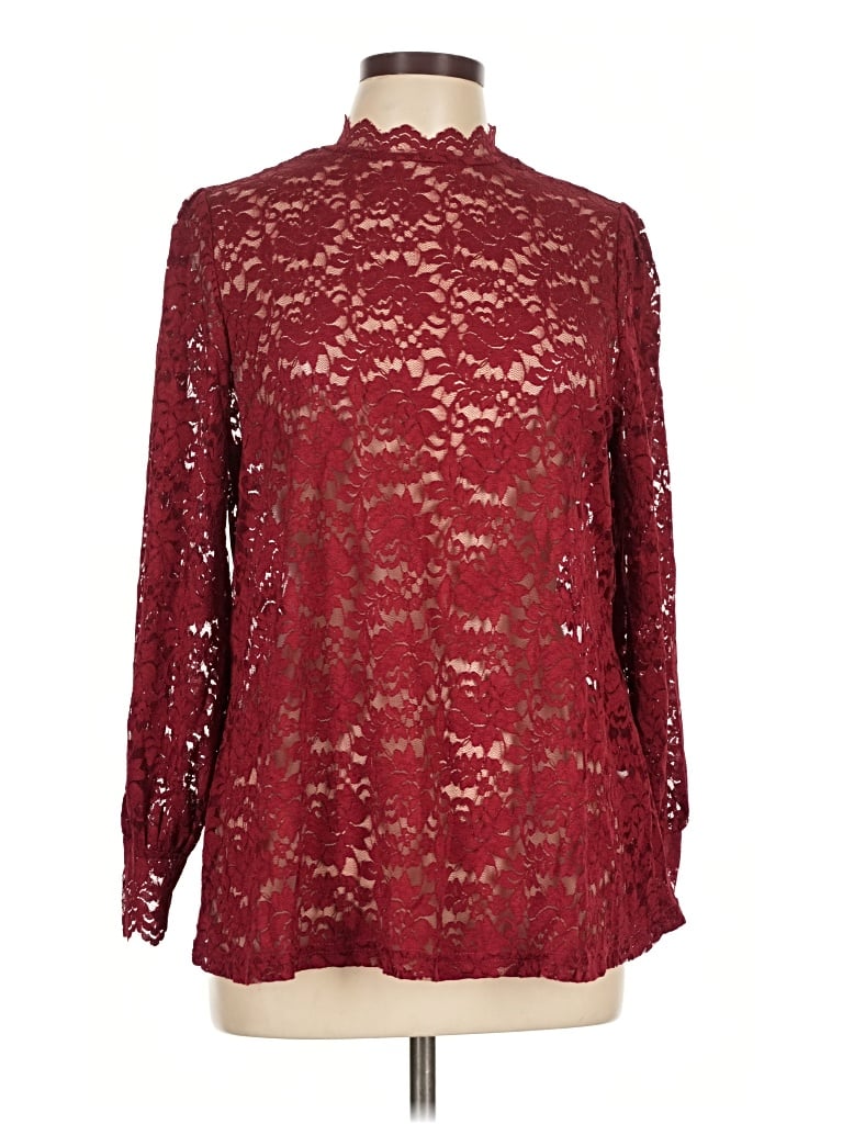 Pre-owned Bloomchic 3/4 Sleeve Blouse In Burgundy