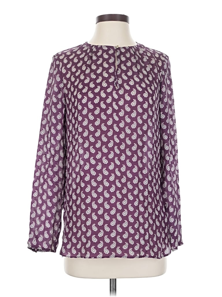 Pre-owned Massimo Dutti 3/4 Sleeve Blouse In Purple