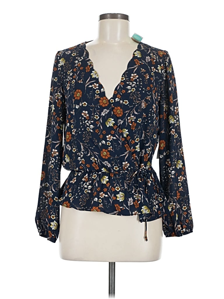 Pre-owned Nine Britton 3/4 Sleeve Blouse In Blue