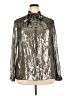 Per Se By Carlisle Metallic Silver Long Sleeve Silk Top Size 18 - photo 1
