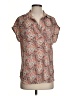 Pleione 100% Polyester Print Orange Short Sleeve Blouse Size S - photo 1