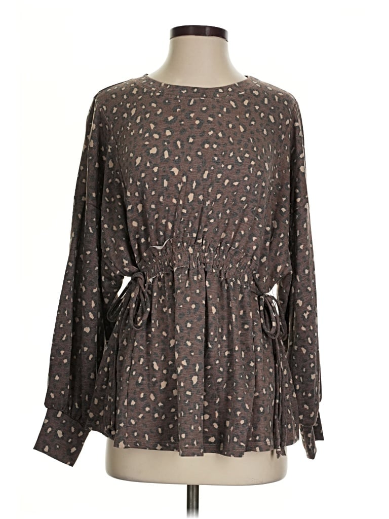 Assorted Brands Long Sleeve Blouse In Brown