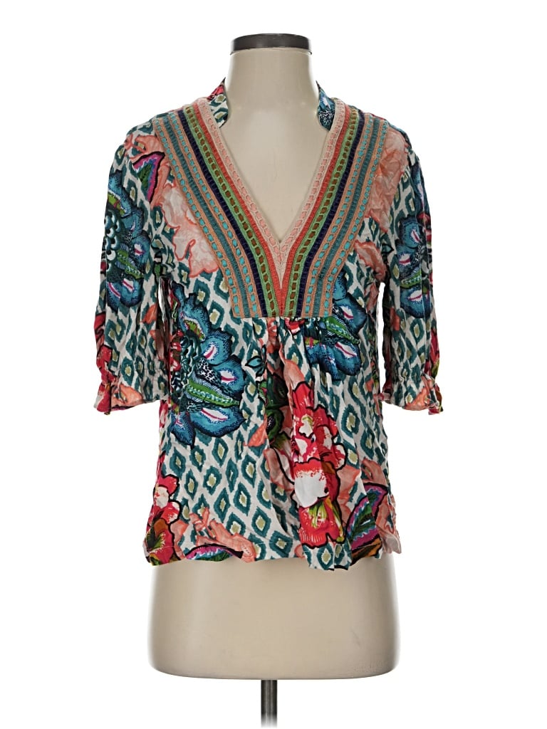 Pre-owned Blank London 3/4 Sleeve Blouse In Teal
