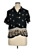 Kathie Lee Paisley Black Short Sleeve Blouse Size 14 - 16 - photo 1