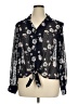 Pleione 100% Polyester Black Blue Long Sleeve Blouse Size XL - photo 1