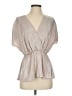 WAYF 100% Polyester Metallic Silver Short Sleeve Blouse Size XS - photo 1