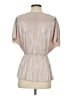 WAYF 100% Polyester Metallic Silver Short Sleeve Blouse Size XS - photo 2