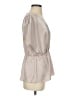 WAYF 100% Polyester Metallic Silver Short Sleeve Blouse Size XS - photo 4