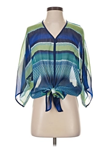 Blue Saks Fifth Avenue 3/4 Sleeve Blouse (view 1)
