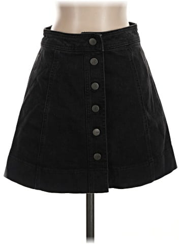 Madewell Metropolis Snap Jean Skirt in Rawley Black (view 1)