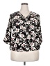 Fun2Fun 100% Rayon Floral Black 3/4 Sleeve Blouse Size 2X - photo 1