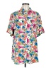 Sandrine Rose 100% Rayon Floral Pink Short Sleeve Blouse Size M - photo 1