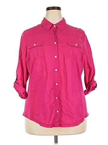 Old Navy Plus 3/4 Sleeve Button-Down Shirt (view 1)