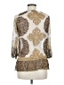 Cache 100% Silk Gold 3/4 Sleeve Silk Top Size M - photo 2