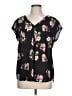 DR2 100% Polyester Floral Black Short Sleeve Blouse Size L - photo 1