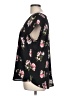 DR2 100% Polyester Floral Black Short Sleeve Blouse Size L - photo 5