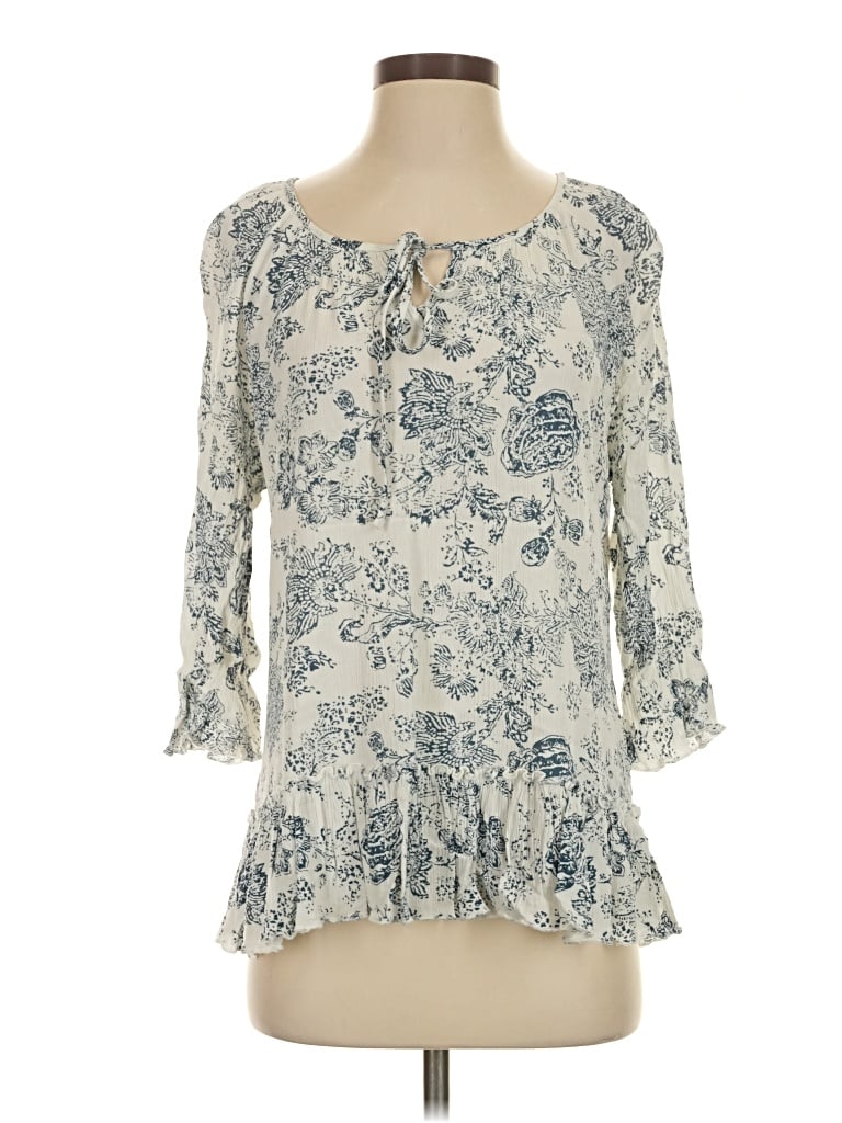 Pre-owned Max Jeans 3/4 Sleeve Blouse In Ivory