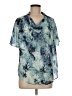 Carlisle 100% Silk Tie-dye Teal Short Sleeve Silk Top Size 6 - photo 1