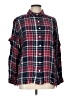 Mud Pie 100% Rayon Plaid Burgundy Long Sleeve Blouse Size L - photo 1