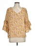 Cure 100% Polyester Yellow 3/4 Sleeve Blouse Size L - photo 1